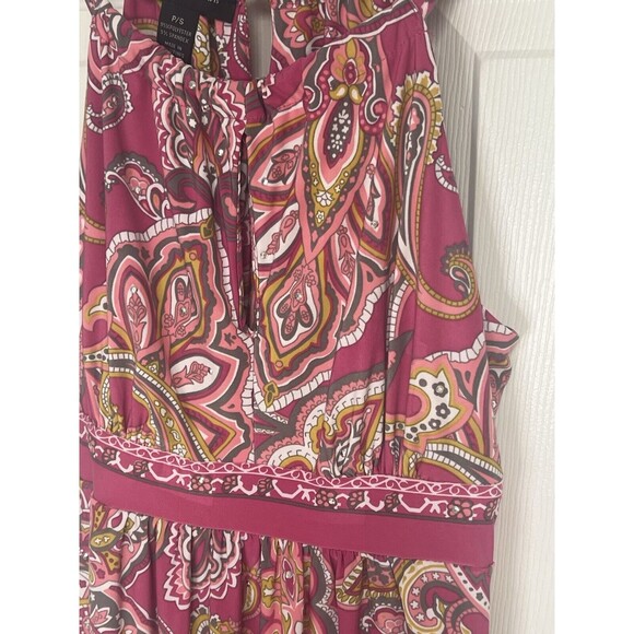 Womens International Concepts Pink Paisley Sleeveless Tank Keyhole Neck Petite S - Picture 3 of 8